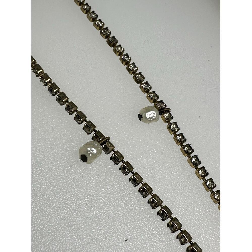 Vintage Signed Miriam Haskell 30” Necklace Pearls And Clear Crystals Gold Tone - Picture 2 of 8